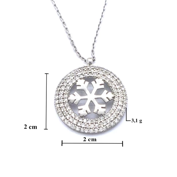 Zirkon Taşlı Kar Tanesi Gümüş Kolye GK-239 - 3