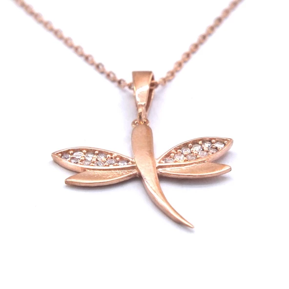 Zirkon Taşlı Yusufçuk Rose Gümüş Kolye GK-227
