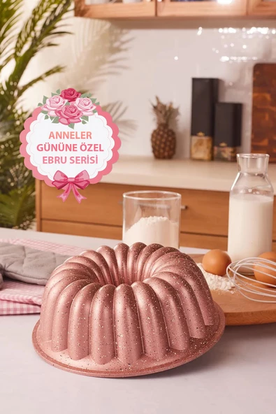 Nishev Ebru 26 cm Döküm Kek Turta Kalıbı / Anneler Gününe Özel - 5