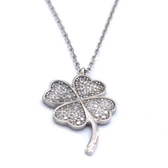 Zirkon Taşlı Yonca Gümüş Kolye GK-217 ürün görseli