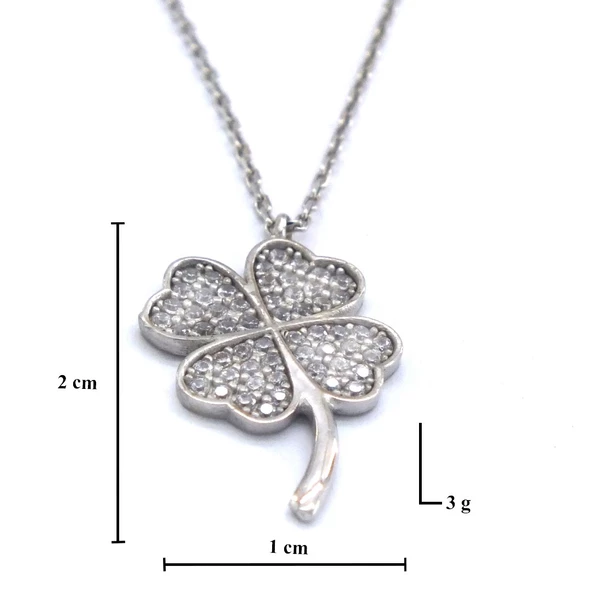 Zirkon Taşlı Yonca Gümüş Kolye GK-217 - Resim 4