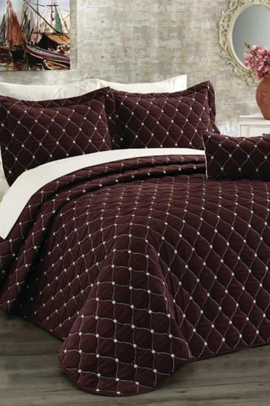 Yasmine Çift Kişilik Yatak Örtüsü 4 Parça - Resim 9