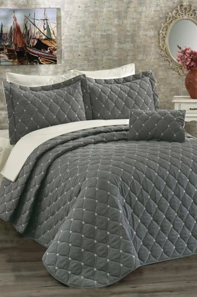 Yasmine Çift Kişilik Yatak Örtüsü 4 Parça - Resim 11