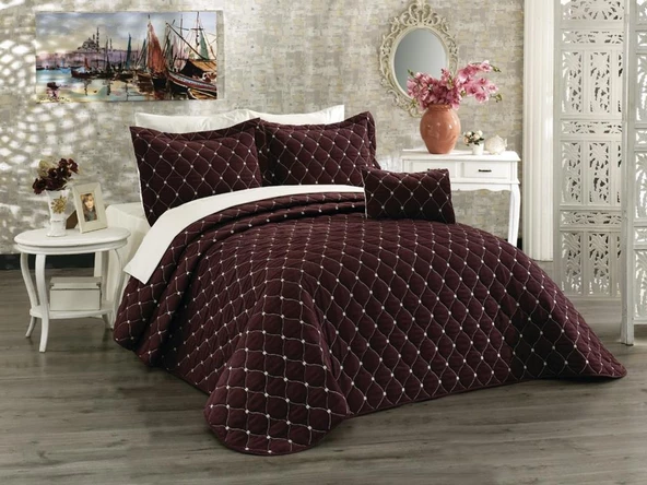 Yasmine Çift Kişilik Yatak Örtüsü 4 Parça - Resim 8