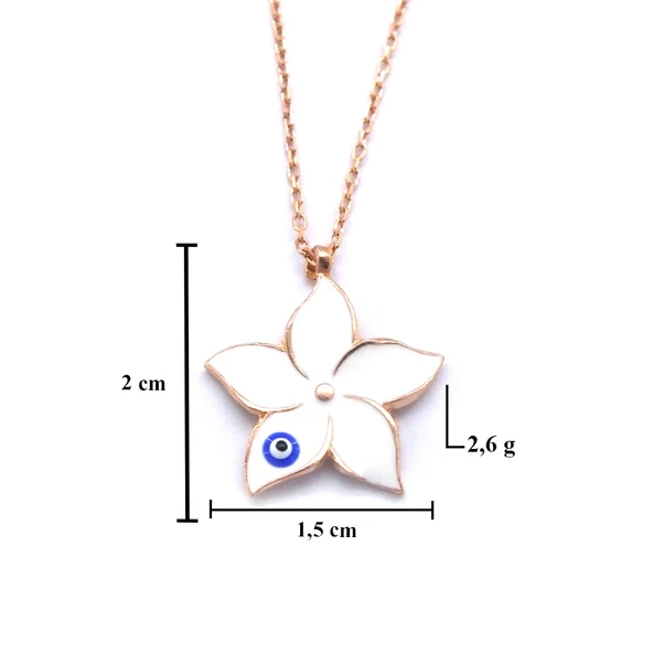 Beyaz Çiçek Rose Gümüş Kolye GK-212 - Resim 2