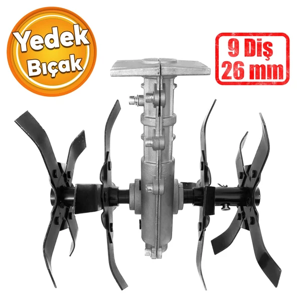 Solax Tırpan Yedek Çapa Aparatı Bıçağı MTP2 Toprak İşleme Belleme Çapalama 9 Diş 26 mm Uyumlu