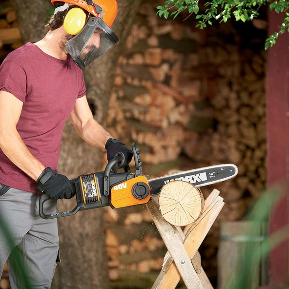 Worx Wg384e 40Volt 2.0Ah Li-İon 35Cm Profesyonel Şarjlı Kömürsüz Zincirli Testere - 8
