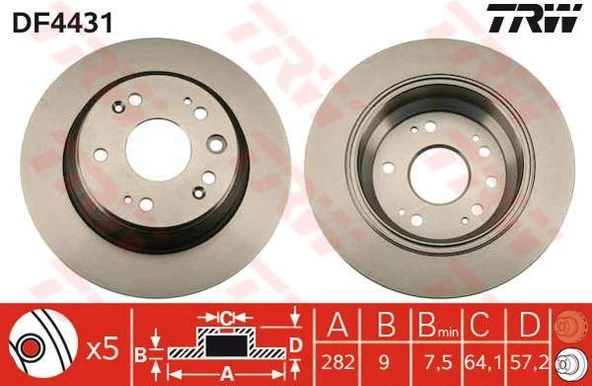 FREN DİSKİ ARKA ACCORD 0308 DÜZ 282mm
