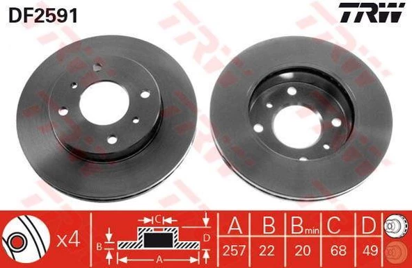 FREN DİSKİ ÖN 200SX 8893 PRIMERA P10 90 PRIMERA P11 96 ALMERA 00 HAVALI 257mm