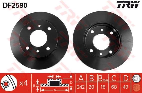 FREN DİSKİ ÖN PRIMERA P10 9096  HAVALI 242mm