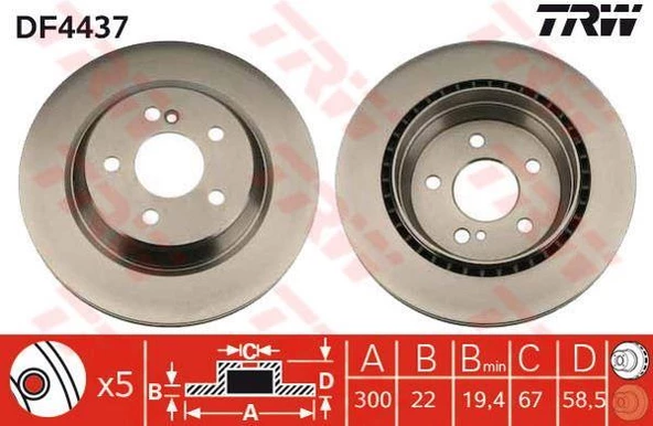 FREN DİSKİ ARKA MERCEDES W220 9805 HAVALI 300mm