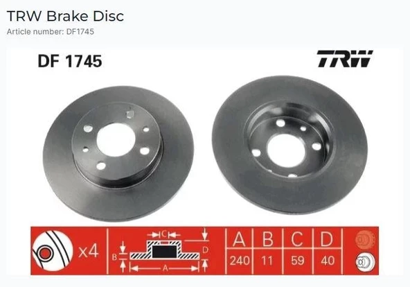 ÖN FREN AYNASI TMPR 2.0-TİPO-FIAT 500 07PUNTO 1.9JTD 03PANDA 03ALFA-33-145-146-155 (240.5x11x4DL) SIENA 2000