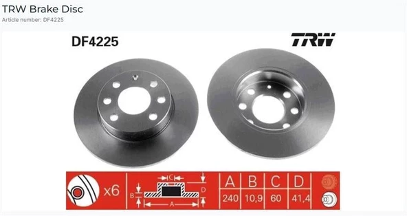 ÖN FREN AYNASI CORSA C 1.0-1.2 16V (0111) (240x11x4DL DOLU) ürün görseli 1