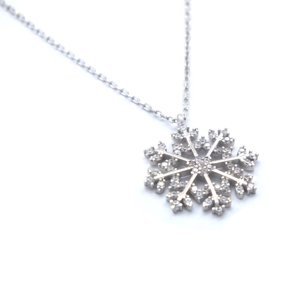 925 Ayar Gümüş Kar Tanesi Zirkon Taşlı Kolye GK-109 ürün görseli