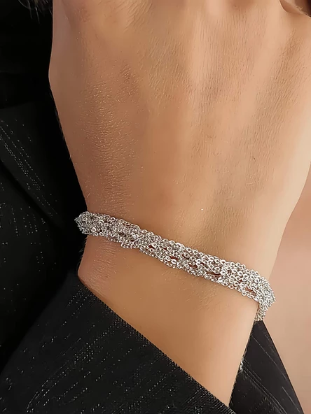 Zırh Örgü Model Çelik Zincir Dokuma Bileklik - 3