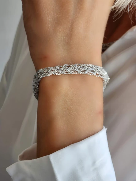 Zırh Örgü Model Çelik Zincir Dokuma Bileklik - 4