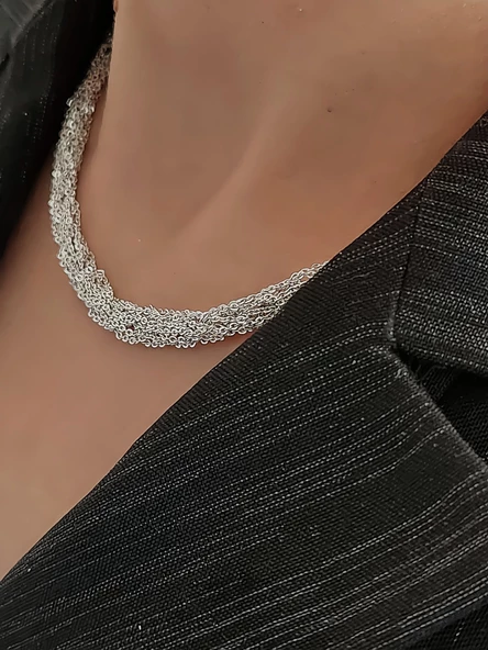 Zırh Örgü Model Çelik Zincir Dokuma Kolye - Resim 2