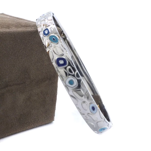 Çelik Kelepçe Bileklik Nazar Boncuklu Model BLZ-518 - Resim 6