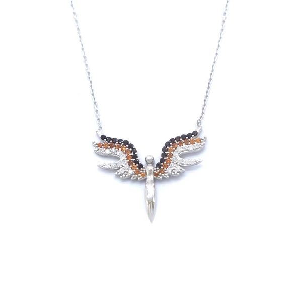 Mikail (Huzur) Meleği Zirkon Taşlı Gümüş Kolye  GK-117 ürün görseli