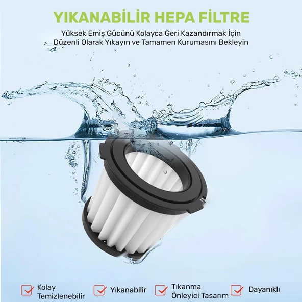 Worx WA6077 WX030 Şarjlı Süpürge İçin Yedek HEPA Filtre - 5