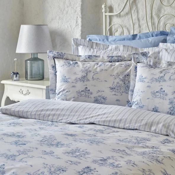 Karaca Home Parisien Çift Kişilik Percale Nevresim Takımı Mavi - 3