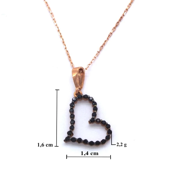 Kalpli Zirkon Taşlı Rose Gümüş Kolye GK-191 - Resim 3