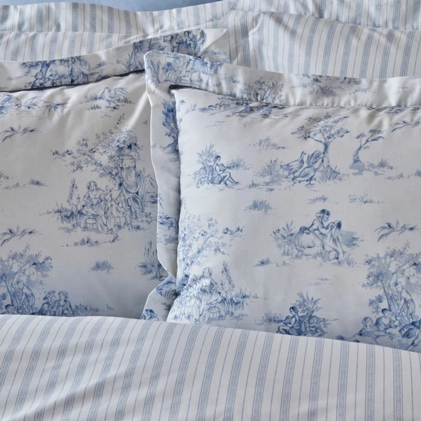 Karaca Home Parisien Çift Kişilik Percale Nevresim Takımı Mavi - 5