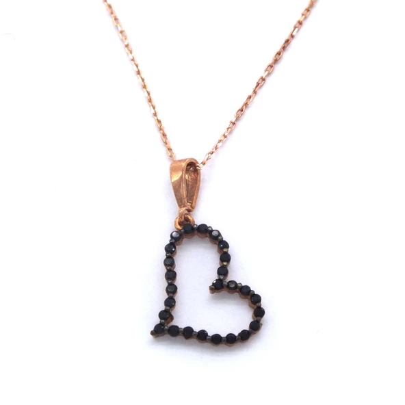 Kalpli Zirkon Taşlı Rose Gümüş Kolye GK-191 ürün görseli 1