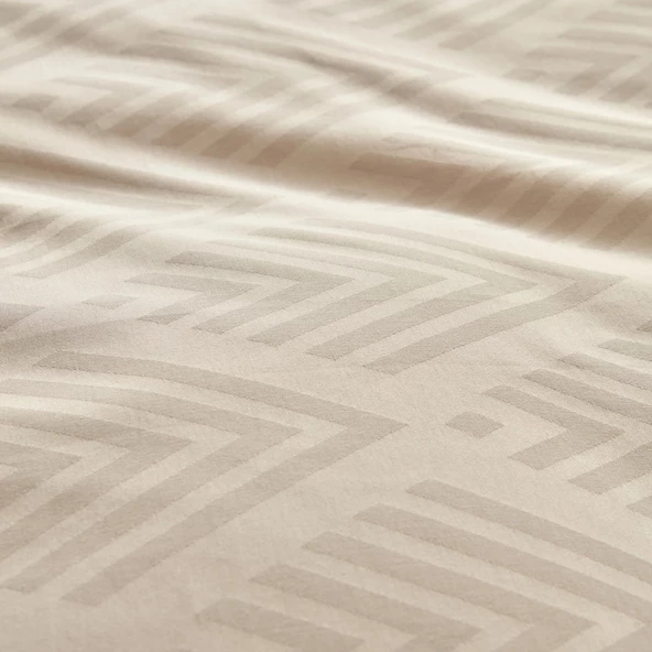 Karaca Home White Collection Lush Çift Kişilik Jakar Saten Nevresim Takımı Bej - 7