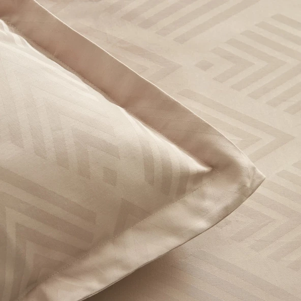 Karaca Home White Collection Lush Çift Kişilik Jakar Saten Nevresim Takımı Bej - 8