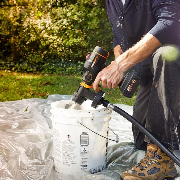 WORX WX020 20Volt 4.0Ah. Li-ion Tek Akülü Kömürsüz Devir Ayarlı Boya Tabancası + 4 Parça Yedek Nozul/Meme - 9