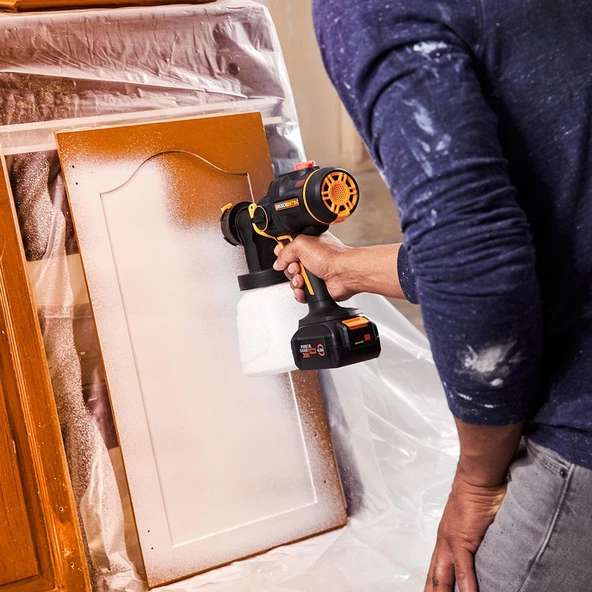 WORX WX020.9 20Volt Kömürsüz Devir Ayarlı Boya Tabancası + 4 Parça Yedek Nozul/Meme (Akü Dahil Değildir) - 6