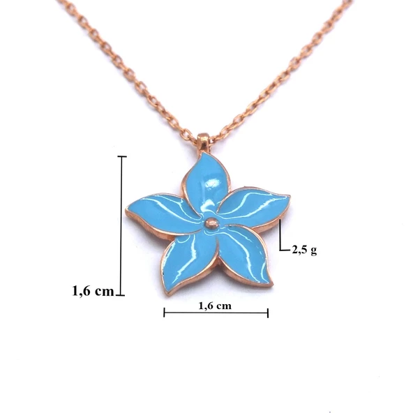 Mavi Çiçek Rose Gümüş Kolye GK-210 - Resim 2