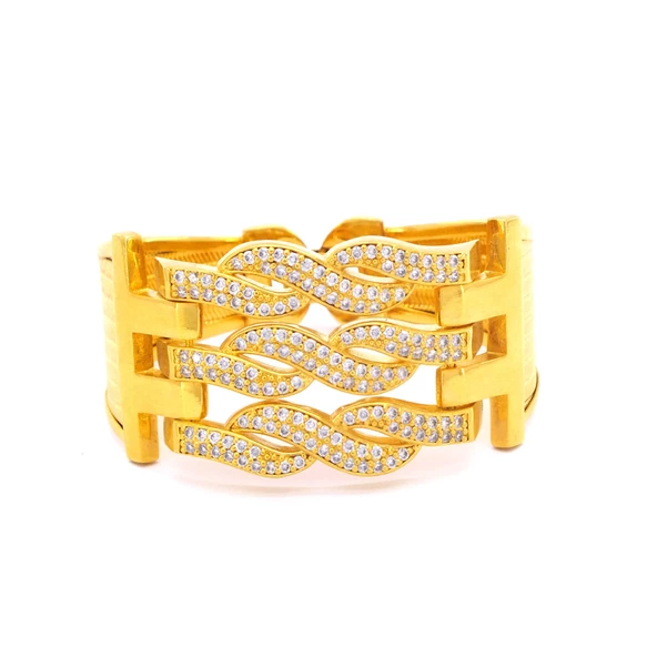 Kaburga Bilezik 22 Ayar Altın Kaplama Kelepçe KB-113 - Resim 2