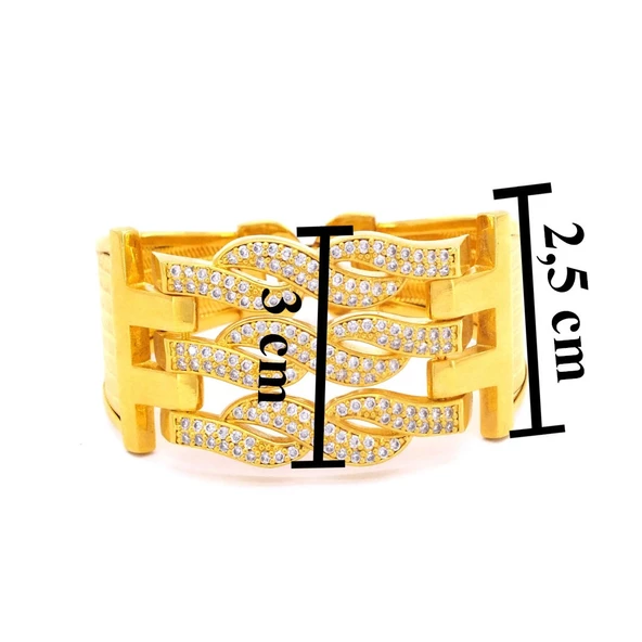 Kaburga Bilezik 22 Ayar Altın Kaplama Kelepçe KB-113 - Resim 6