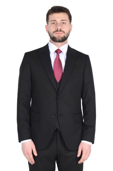 Cengiz İnler Kruvaze Yelekli Slimfit Düz Erkek Takım Elbise - 12