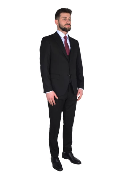Cengiz İnler Kruvaze Yelekli Slimfit Düz Erkek Takım Elbise - 5