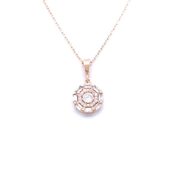 Baget Zirkon Taşlı Rose Gümüş Kolye GK-148 ürün görseli