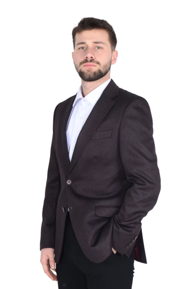 Cengiz İnler Dokulu Mono Yaka Çift Düğme Erkek Ceket - 6