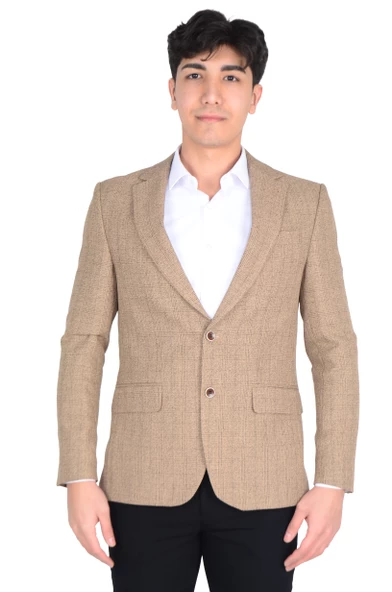 Cengiz İnler Mono Yaka Çift Düğme Ekose Slim Fit Erkek Ceket - 9
