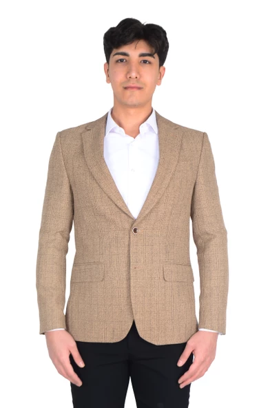 Cengiz İnler Mono Yaka Çift Düğme Ekose Slim Fit Erkek Ceket - 5