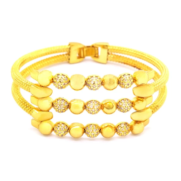 Kaburga Bilezik 22 Ayar Altın Kaplama Dorika Toplu Kelepçe BLZ-542 - 2