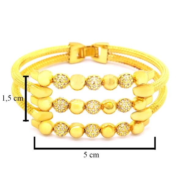 Kaburga Bilezik 22 Ayar Altın Kaplama Dorika Toplu Kelepçe BLZ-542 - 5