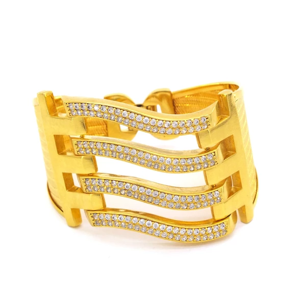 Kaburga Bilezik 22 Ayar Altın Kaplama 4 Sıra Kelepçe KB-124 ürün görseli