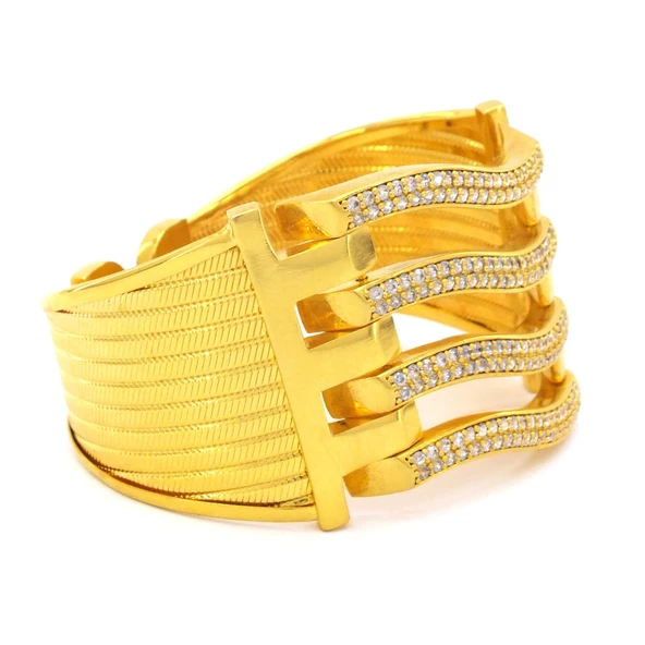 Kaburga Bilezik 22 Ayar Altın Kaplama 4 Sıra Kelepçe KB-124 - Resim 3