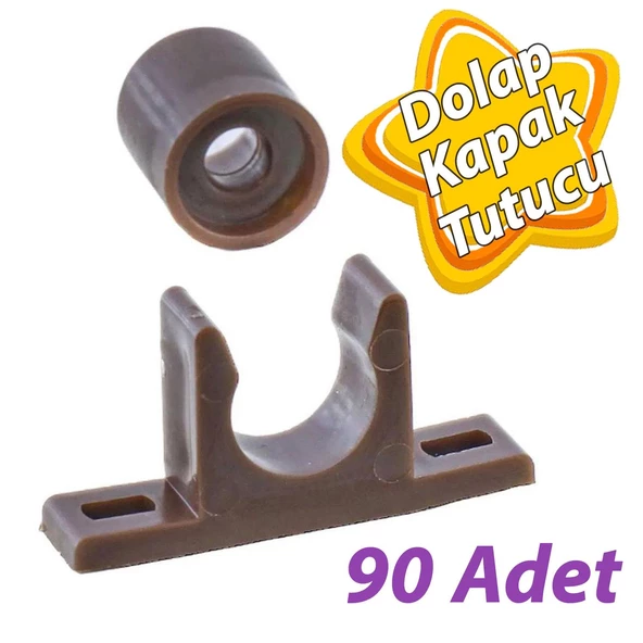 90 Adet Mobilya Dolap Kapak Plastik Çıt Çıt Kahverengi ürün görseli 1