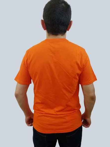 Erkek Sport Sıfır Yaka Oranj Tişört - 3