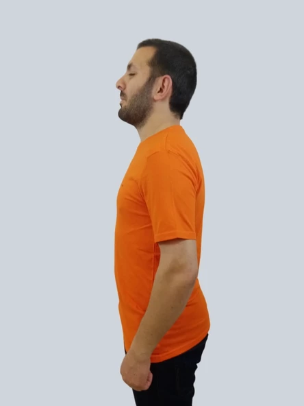 Erkek Sport Sıfır Yaka Oranj Tişört - 2