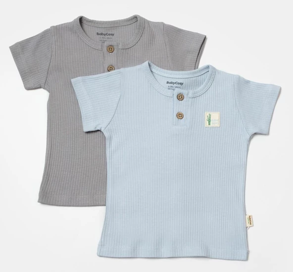 Bebek 2'li Tişört, %50 Bambu - %50 Organik Pamuk, Bebek ve Yenidoğan Serisi - CSYB9023 - 2