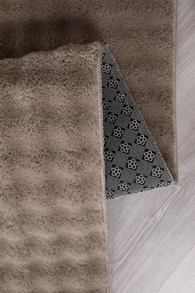 Dekoratif Bubble Uzun Tüylü Yumuşak Puffy Peluş Kaymaz Yıkanabilir Salon Koridor Halı Yolluk Vizon - 4